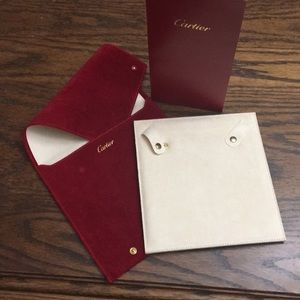 Authentic Cartier Red Pouch with Necklace Holder